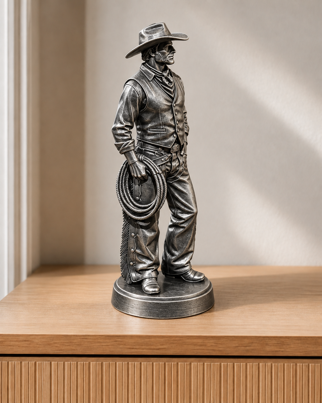 Cowboy mit Lasso - Silber – handbemalt