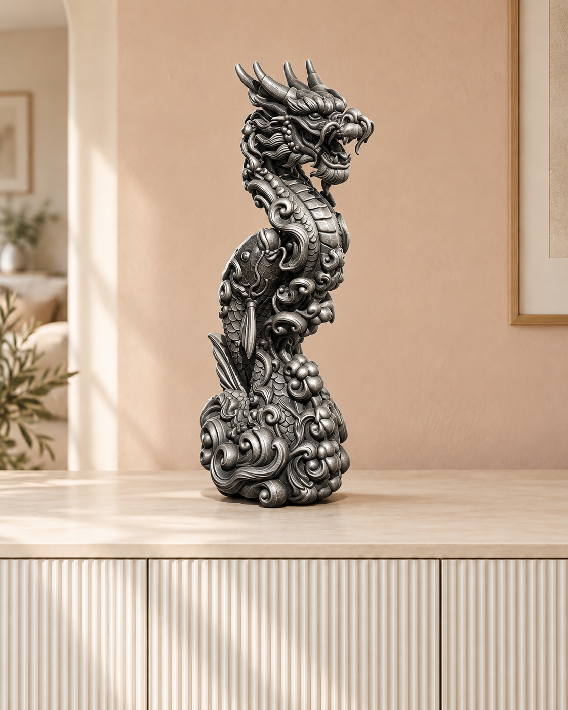 Koi-Drache – 06 handbemalt silber