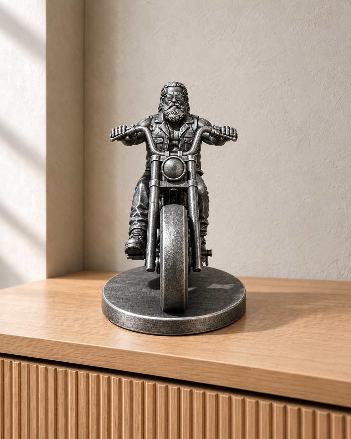 Biker auf Chopper – Silber – handbemalt