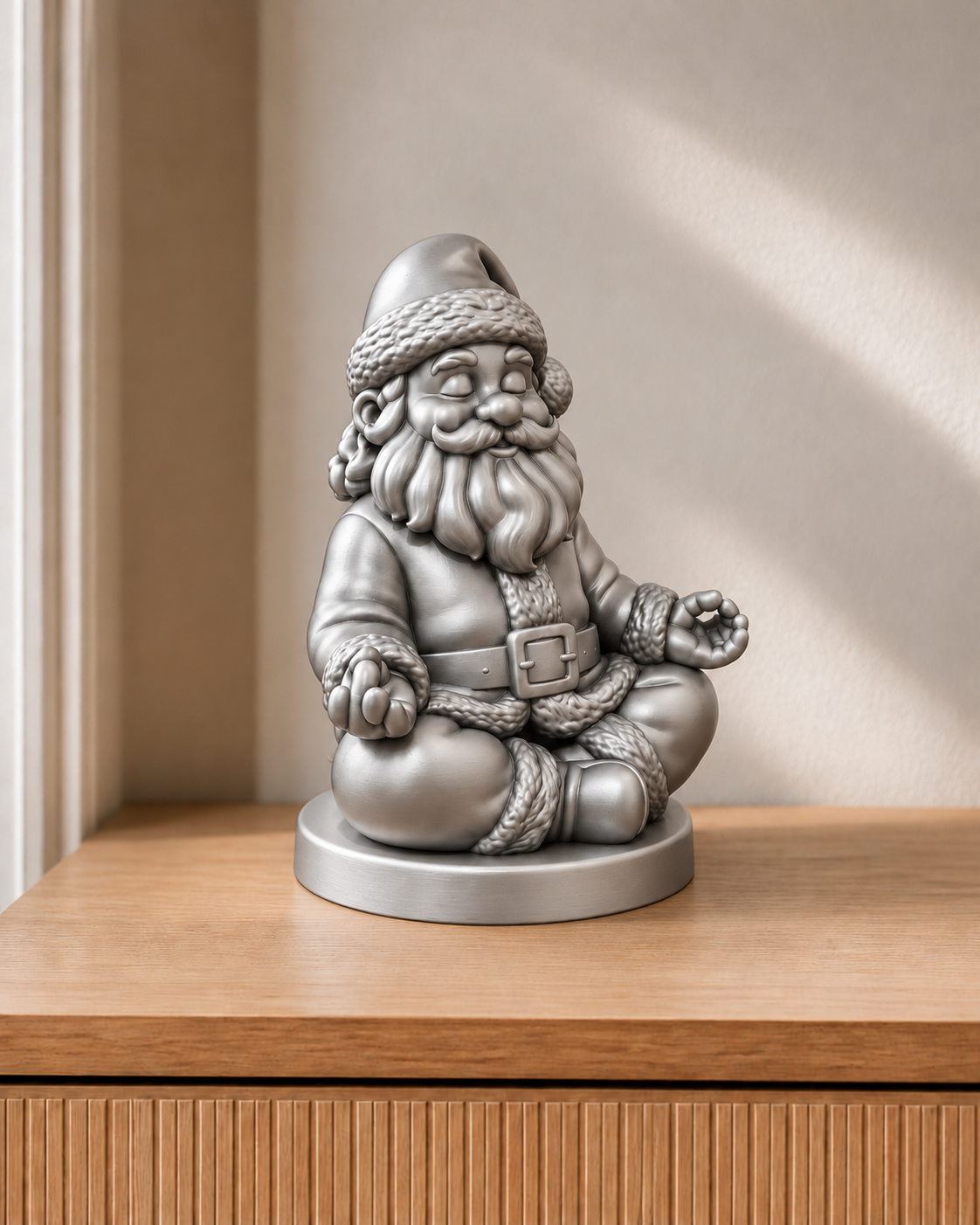 Zen-Weihnachtsmann – Silber – handbemalt | Visualisierung