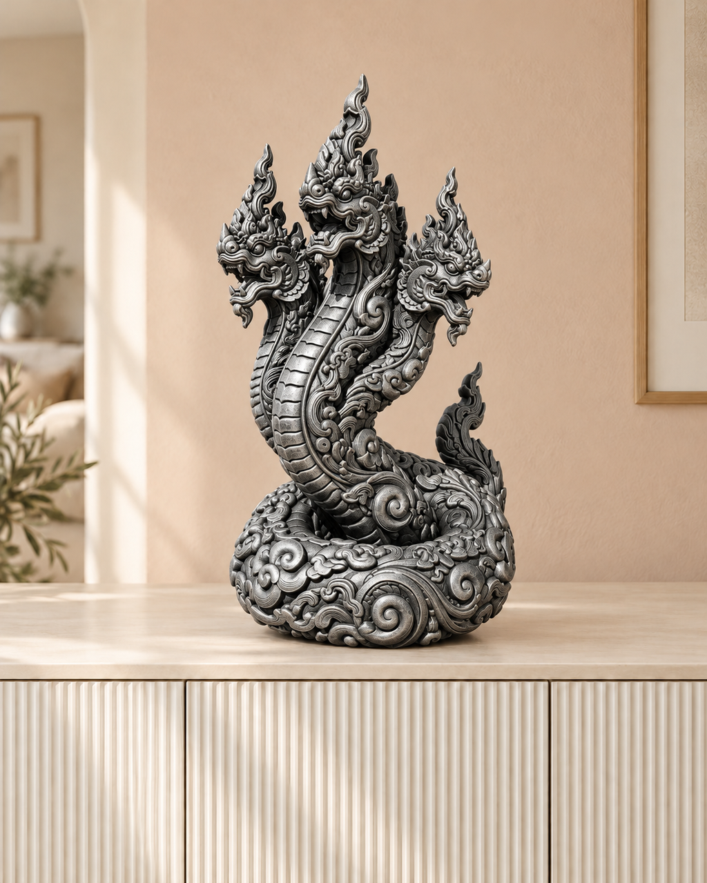 Naga-Schlange – 06 handbemalt silber