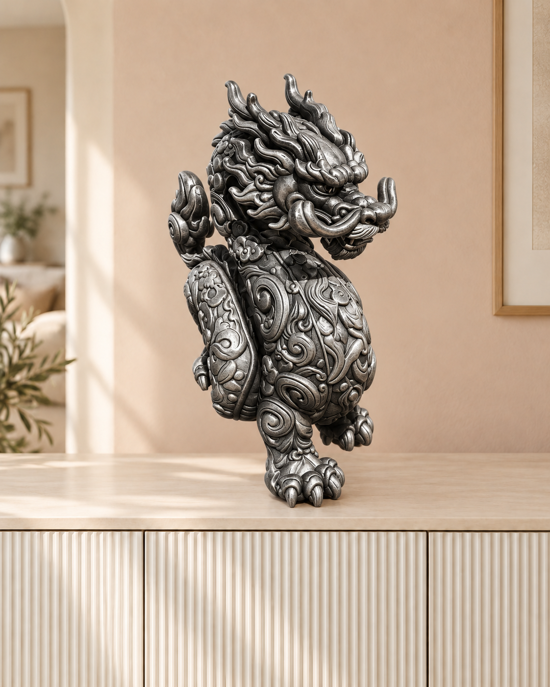 Chinesischer Drache – 06 handbemalt silber