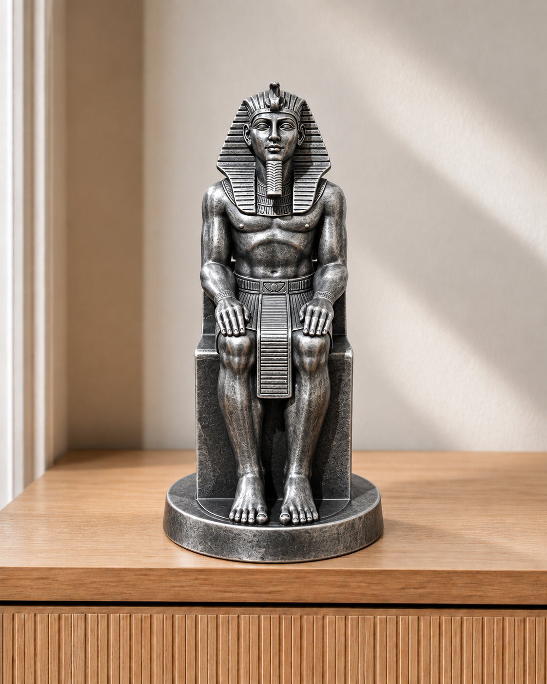 Pharao auf Thron – 06 handbemalt silber