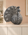 Pfau mit Rad – 06 handbemalt silber