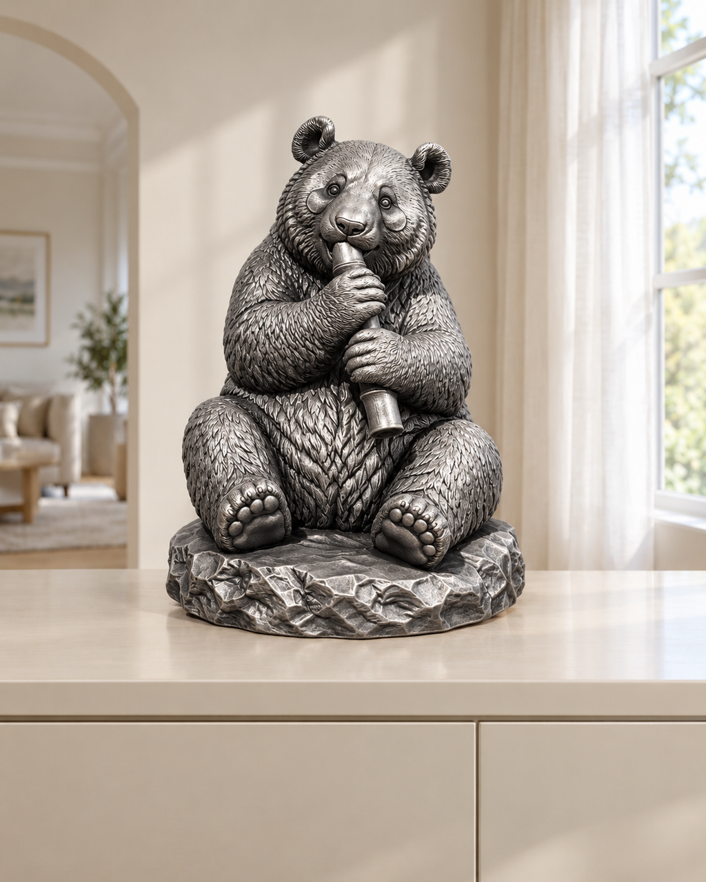 Großer Panda – 06 handbemalt silber