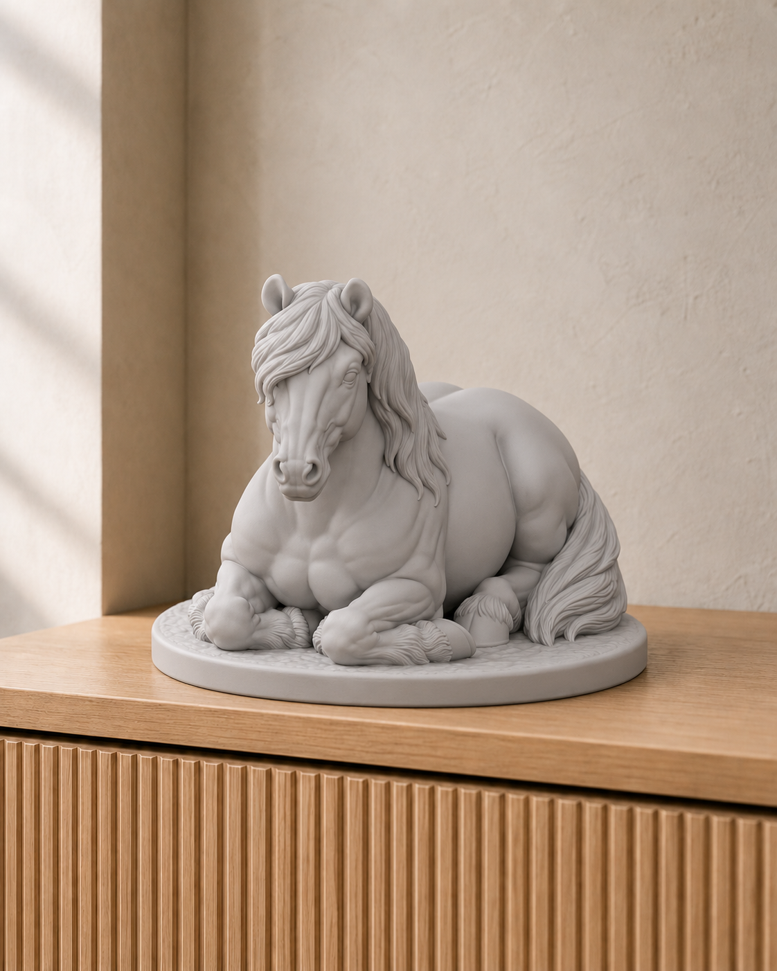 Haflinger liegend – Pferdefigur – 06 handbemalt silber