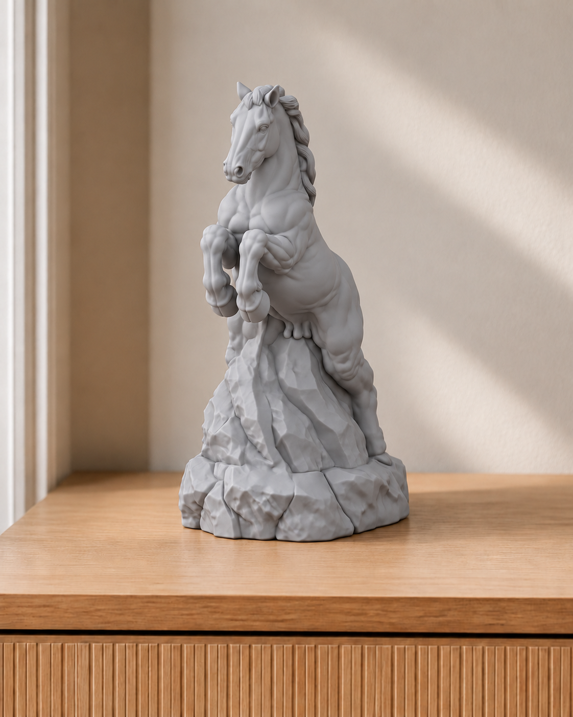 Pferd steigend – Pferdefigur – 06 handbemalt silber