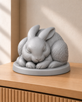 Hase schlafend – Hasenfigur – 06 handbemalt silber