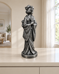 Geisha mit Fächer - Silber – handbemalt