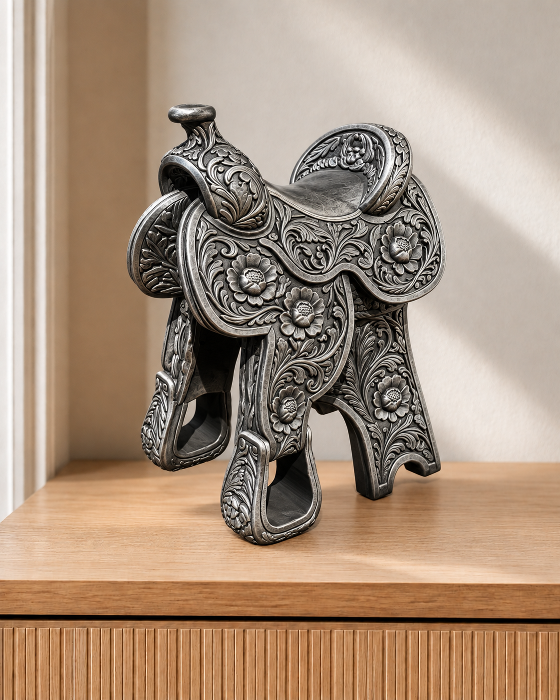 Western-Sattel – 06 handbemalt silber