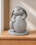 Hase mit Ei – Hasenfigur – 06 handbemalt silber