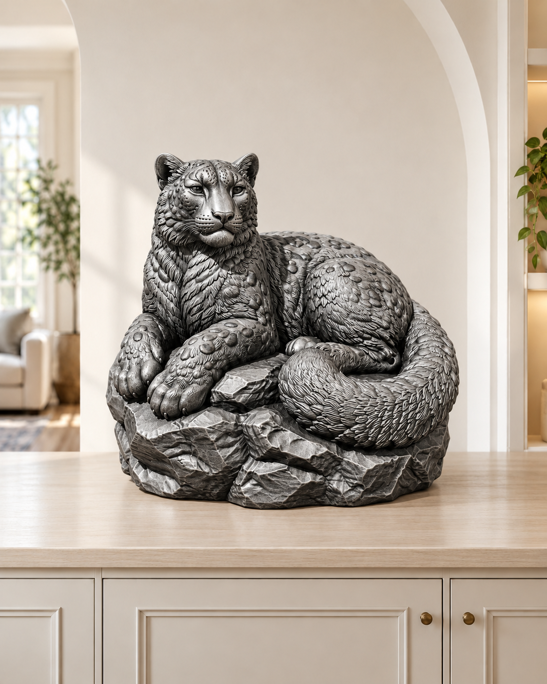 Schneeleopard – 06 handbemalt silber