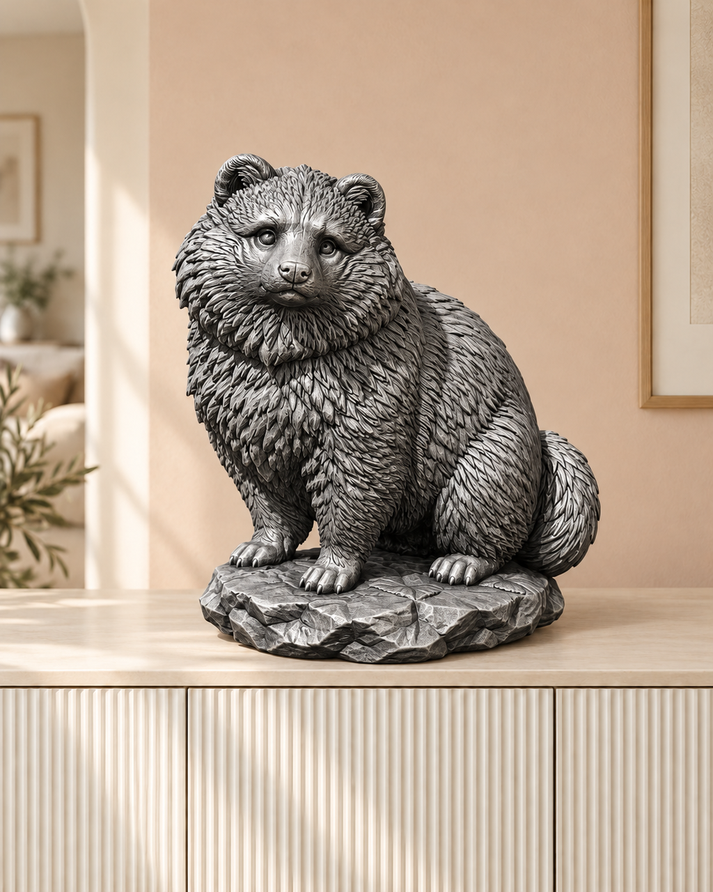 Marderhund Tanuki – 06 handbemalt silber