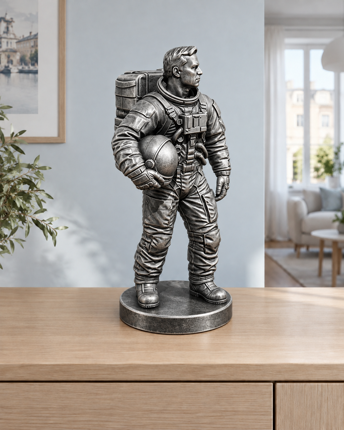 Astronaut mit Helm - 06-handbemalt-silber