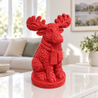 Elch mit Schal Ornament - Rot gedruckt Wohnzimmer