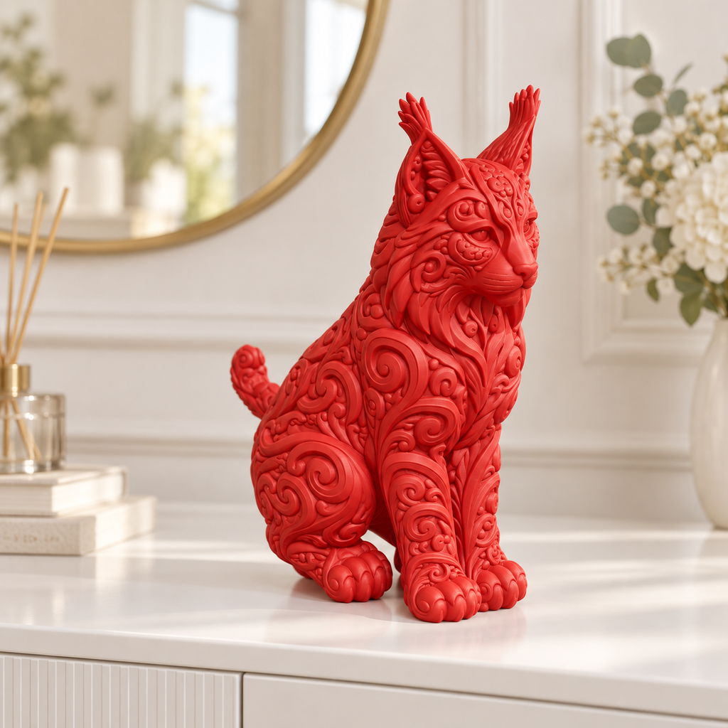 Luchs Ornament - Rot gedruckt Wohnzimmer