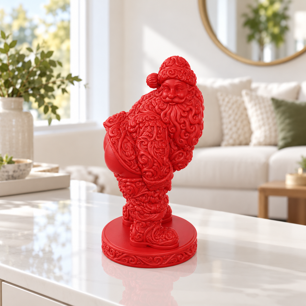 Santa mit nacktem Po Ornament - Rot gedruckt Wohnzimmer