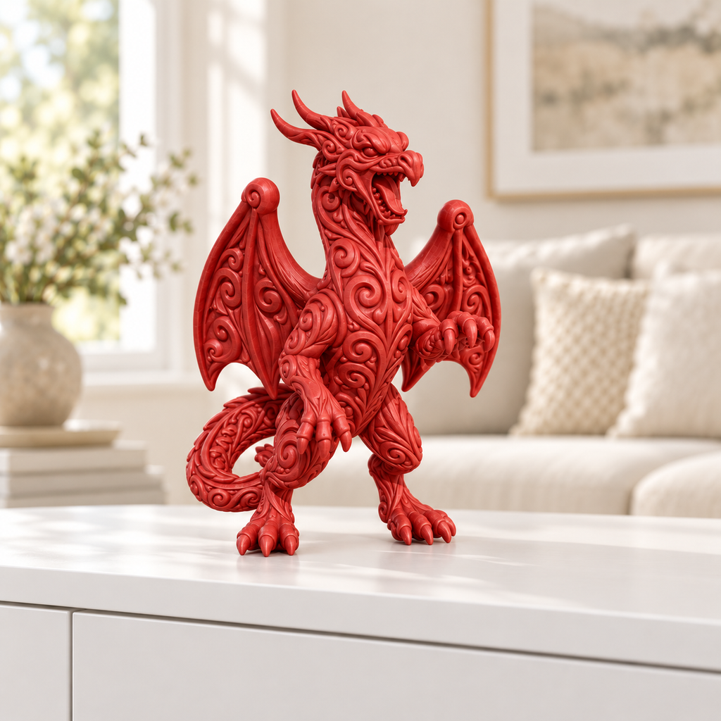 Brüllender Drache Ornament - Rot gedruckt Wohnzimmer