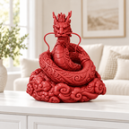 Asiatischer Drache Ornament - Rot gedruckt Wohnzimmer