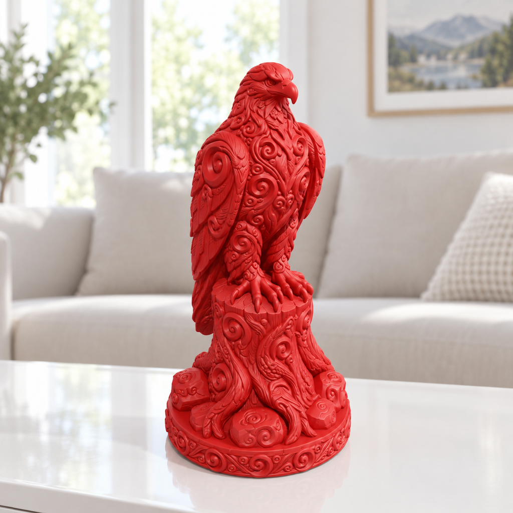 Habicht auf Stamm Ornament - Rot gedruckt Wohnzimmer