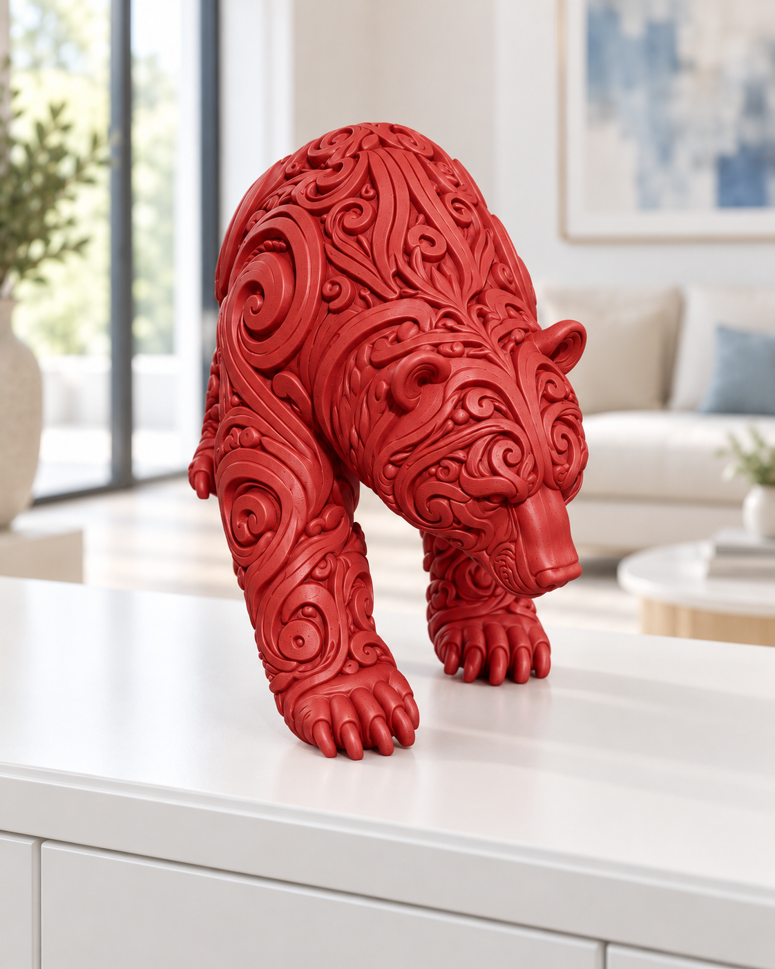 Bär Ornament - Rot gedruckt Wohnzimmer