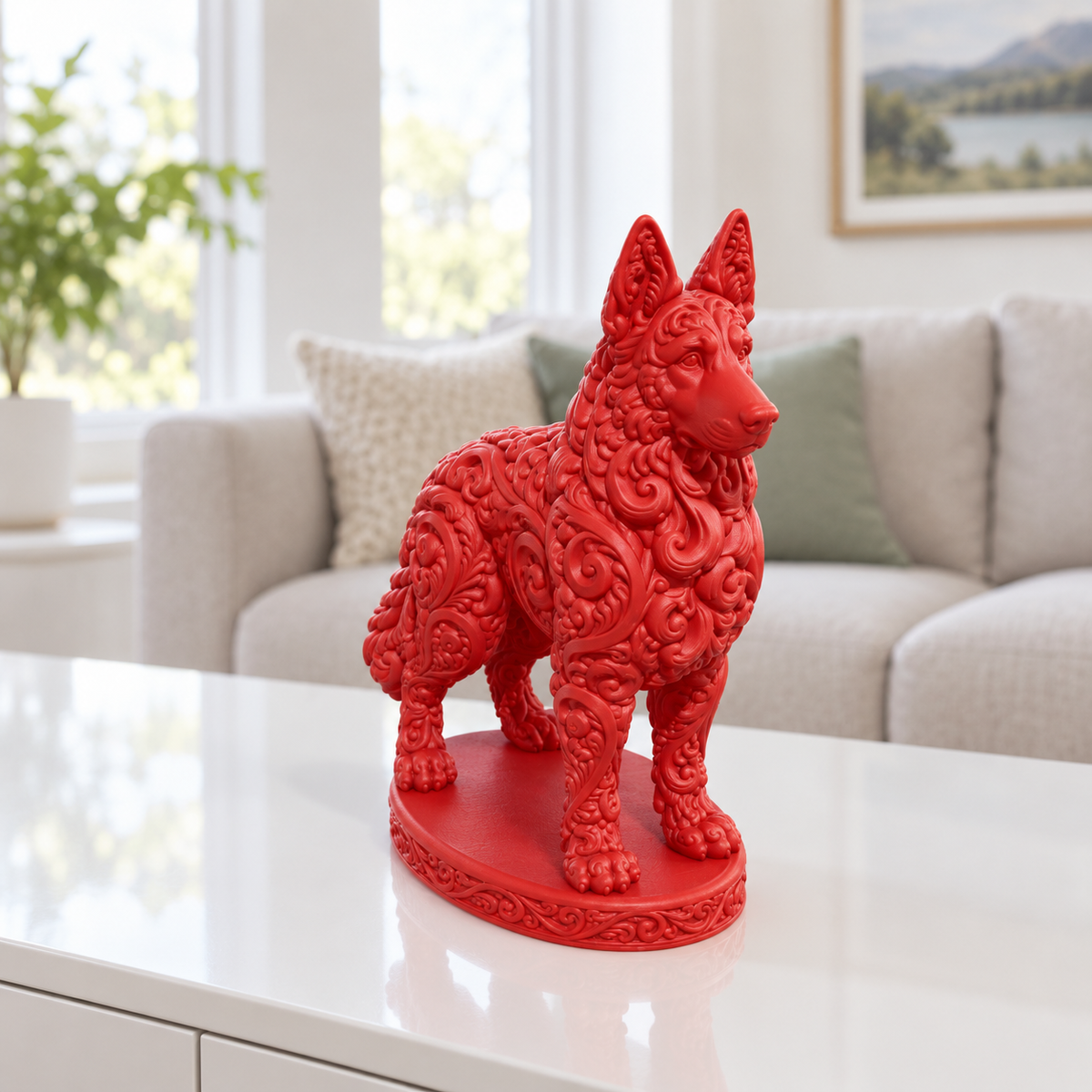 Deutscher Schäferhund Ornament - Rot gedruckt Wohnzimmer