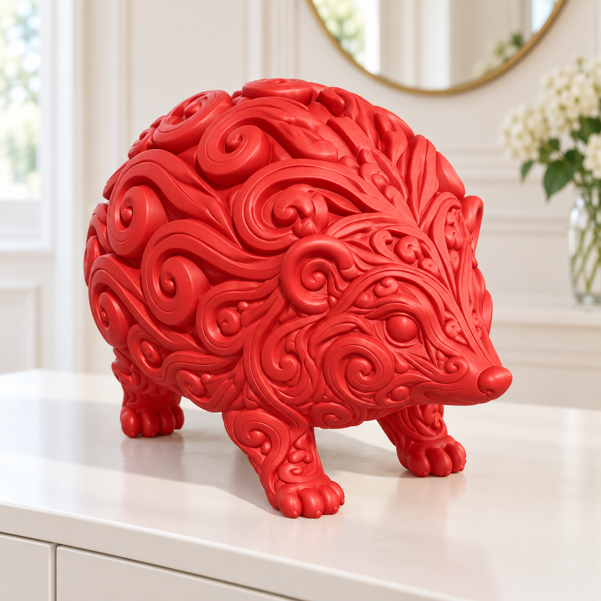 Igel Ornament - Rot gedruckt Wohnzimmer