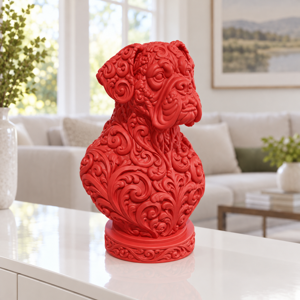 Boxer-Büste Ornament - Rot gedruckt Wohnzimmer
