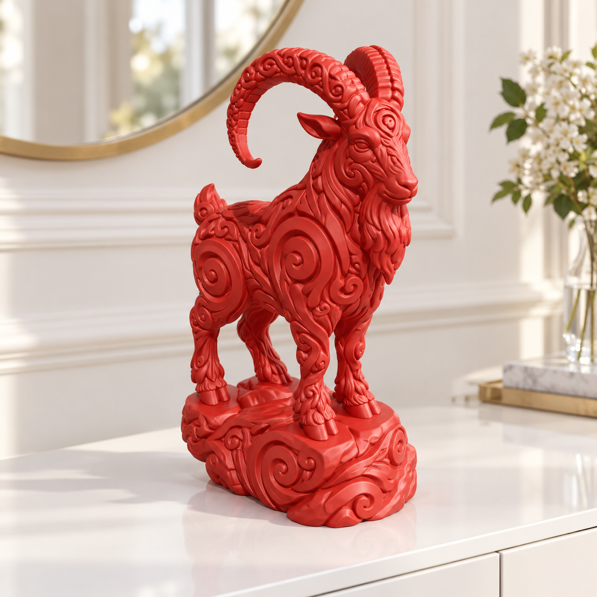 Ziegenbock Ornament - Rot gedruckt Wohnzimmer