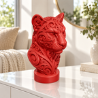 Puma Büste Ornament - Rot gedruckt Wohnzimmer