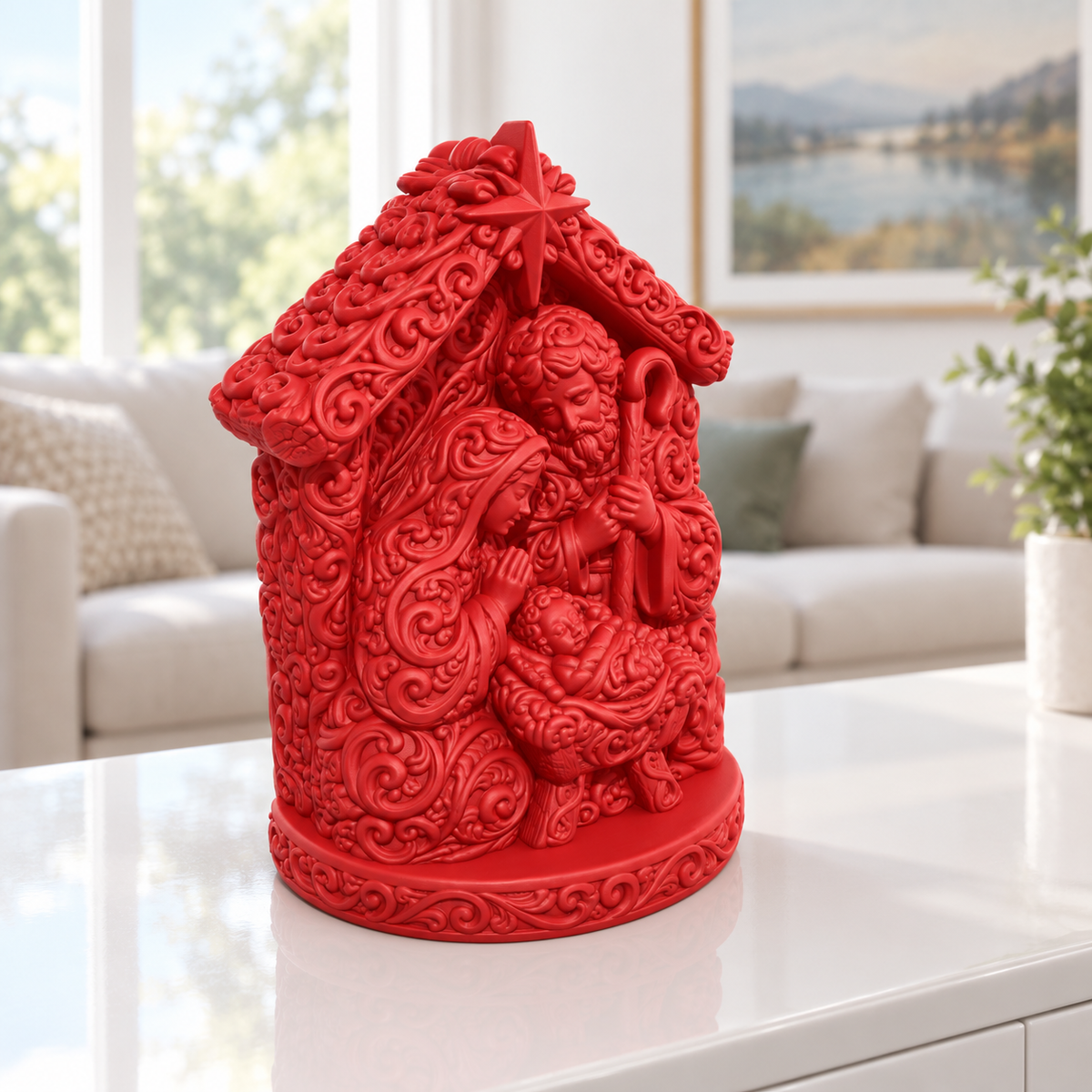 Krippe Ornament - Rot gedruckt Wohnzimmer