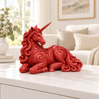 Liegendes Einhorn Ornament - Rot gedruckt Wohnzimmer
