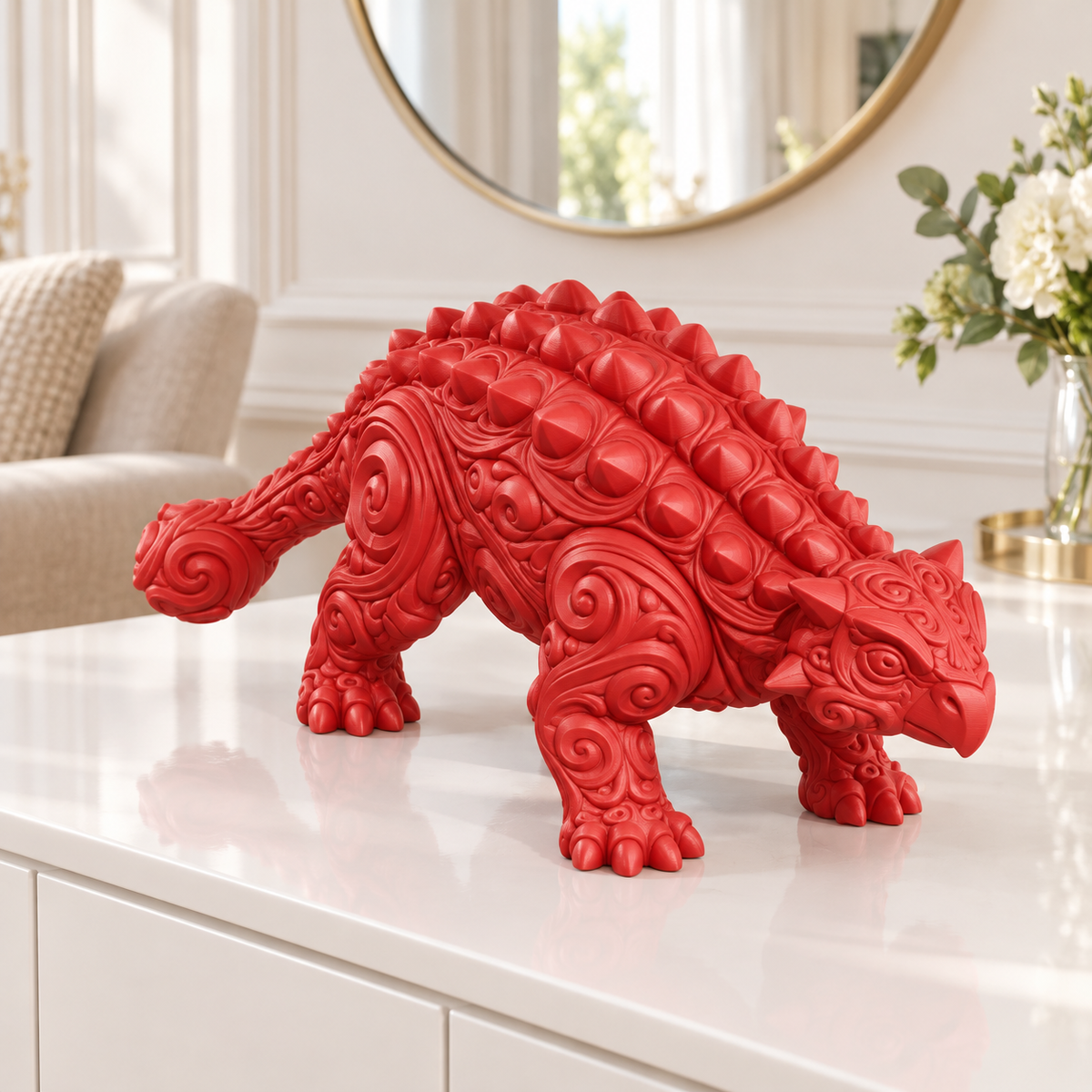 Ankylosaurus Ornament - Rot gedruckt Wohnzimmer