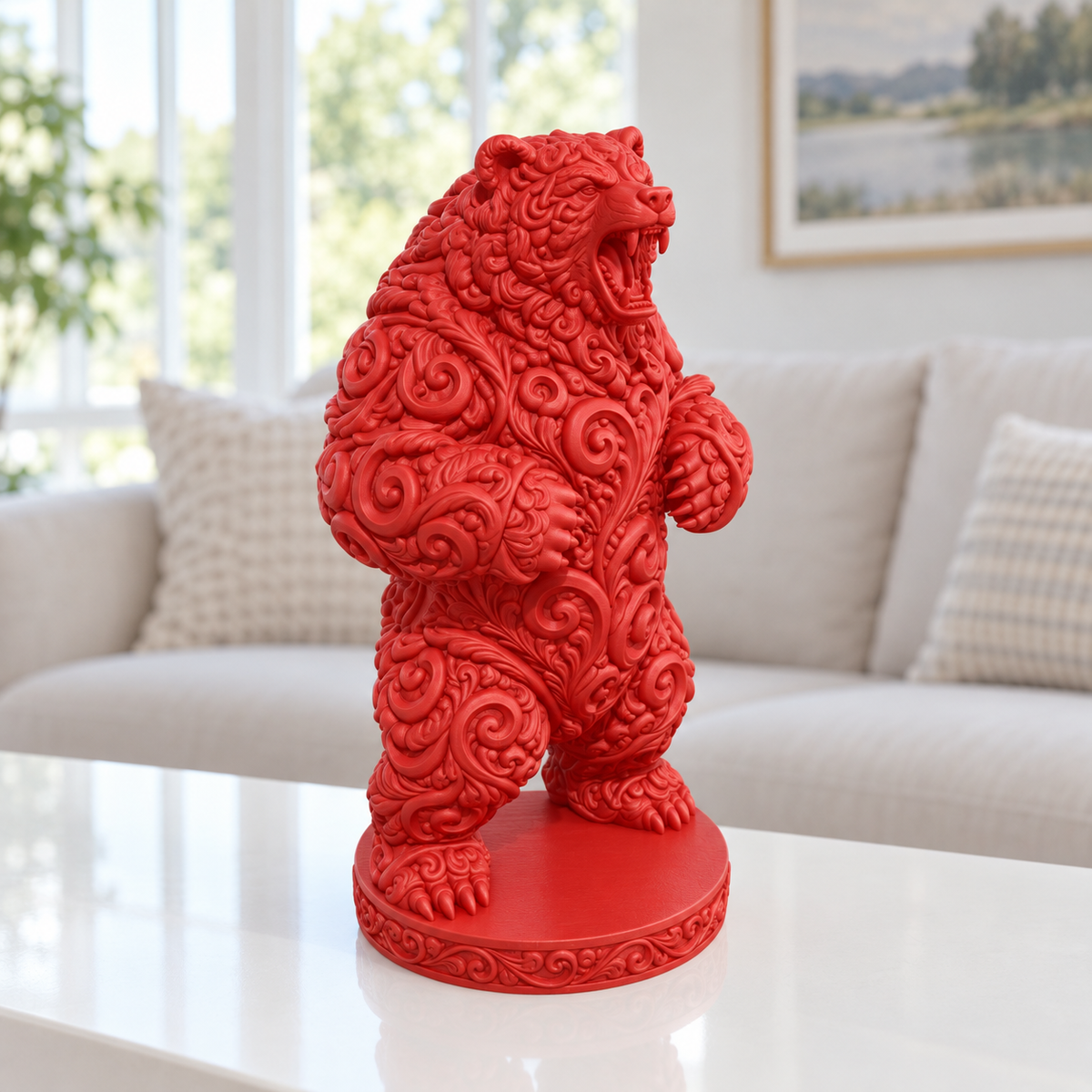Grizzly aufgerichtet Ornament - Rot gedruckt Wohnzimmer