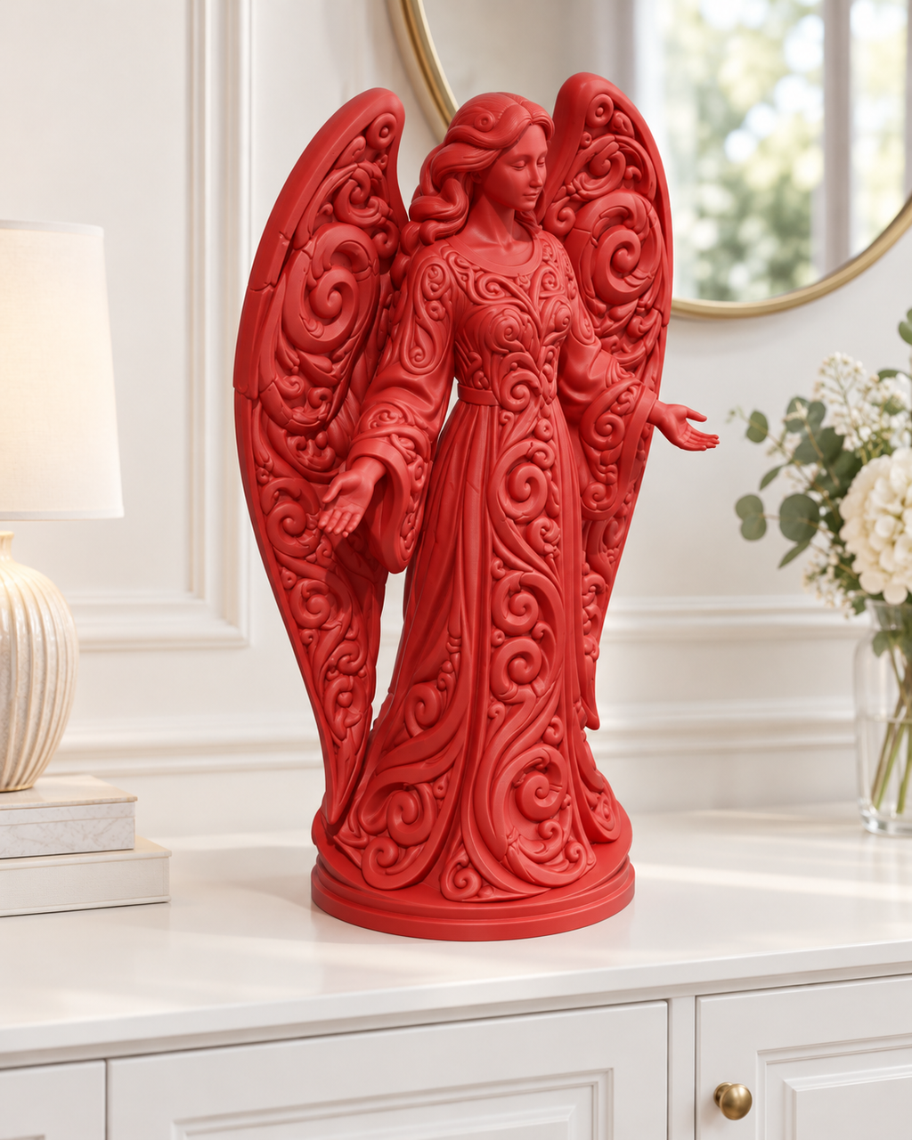 Engel mit Flügeln Ornament - Rot gedruckt Wohnzimmer