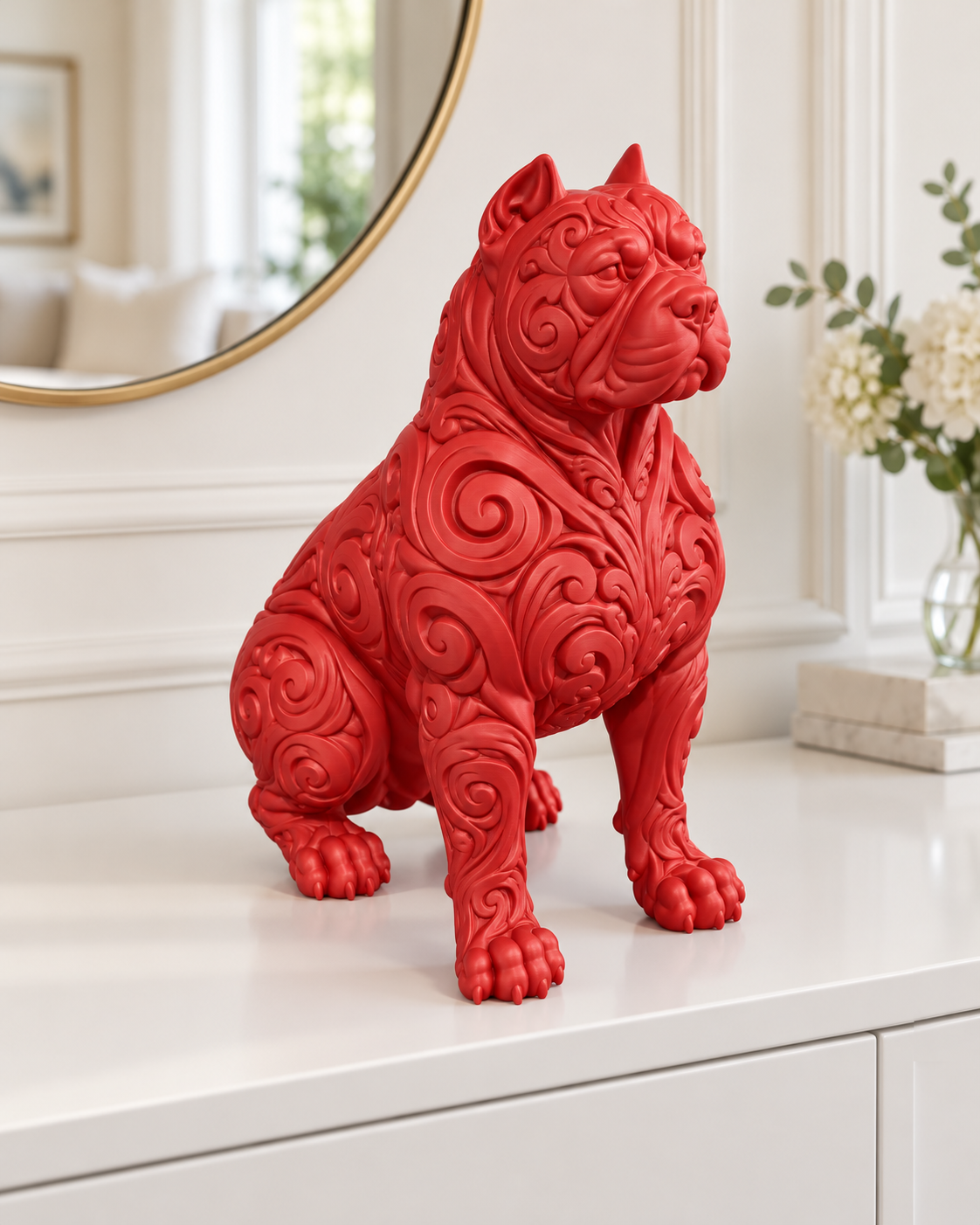 Pitbull Ornament - Rot gedruckt Wohnzimmer