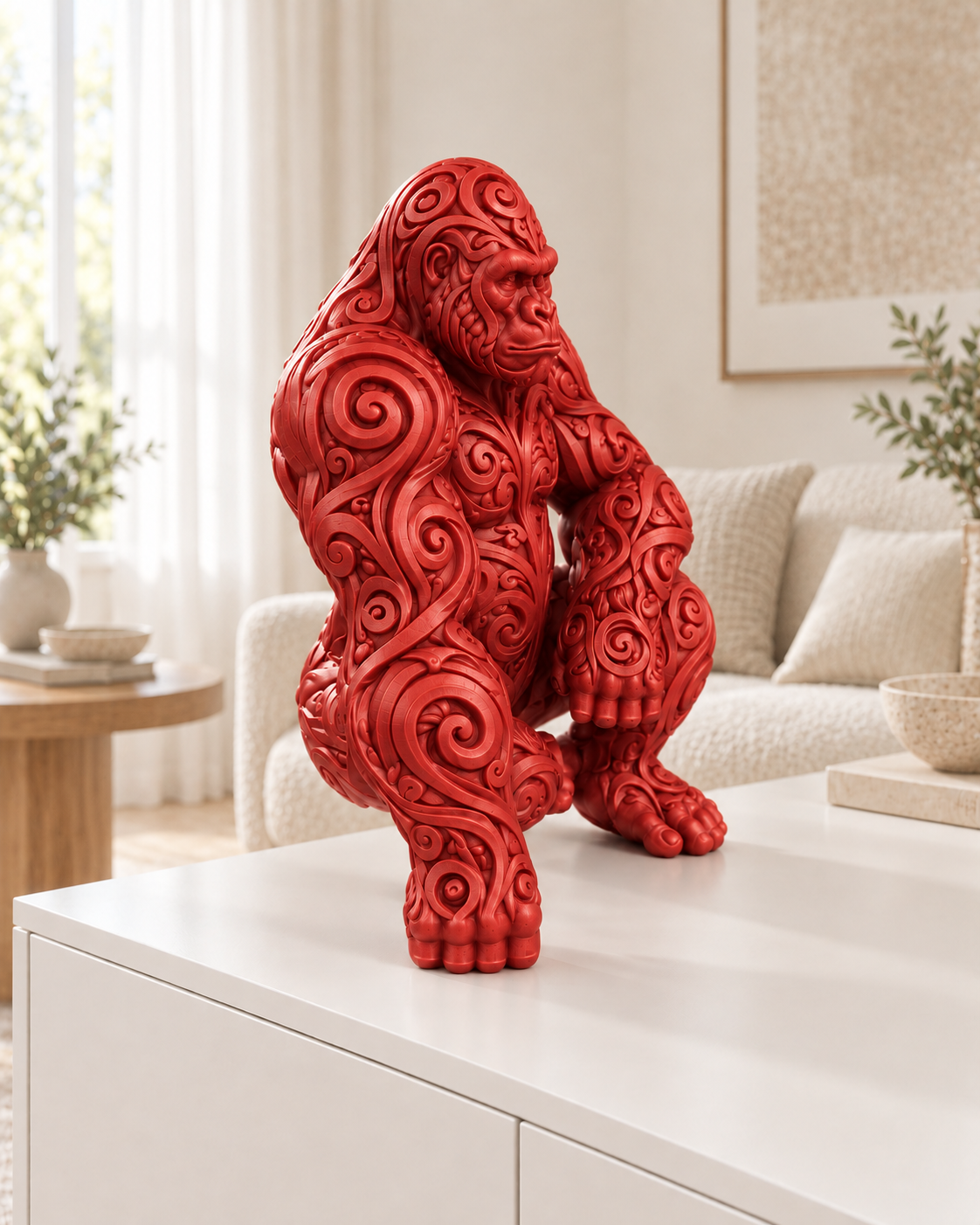 Gorilla Ornament - Rot gedruckt Wohnzimmer