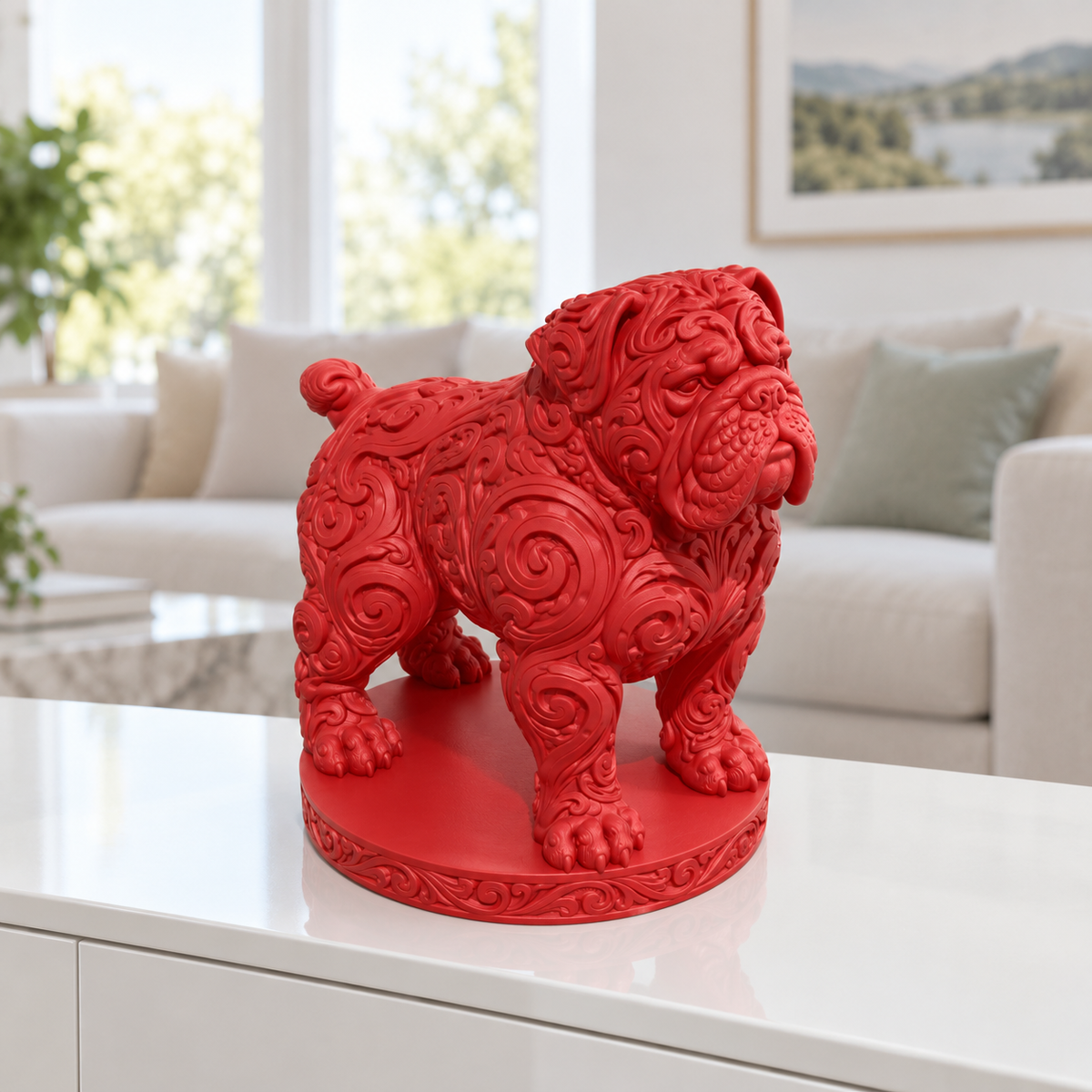 Bordeauxdogge Ornament - Rot gedruckt Wohnzimmer