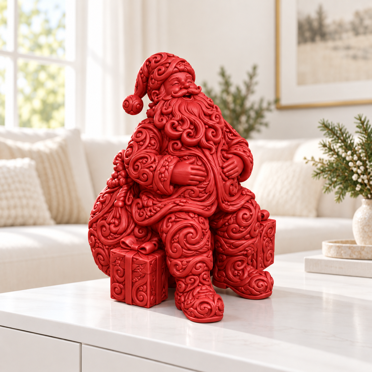 Weihnachtsmann sitzend Ornament - Rot gedruckt Wohnzimmer
