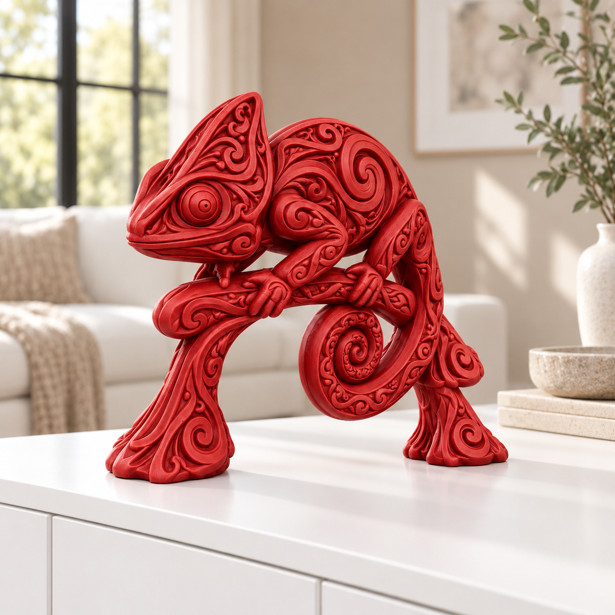 Chamäleon Ornament - Rot gedruckt Wohnzimmer