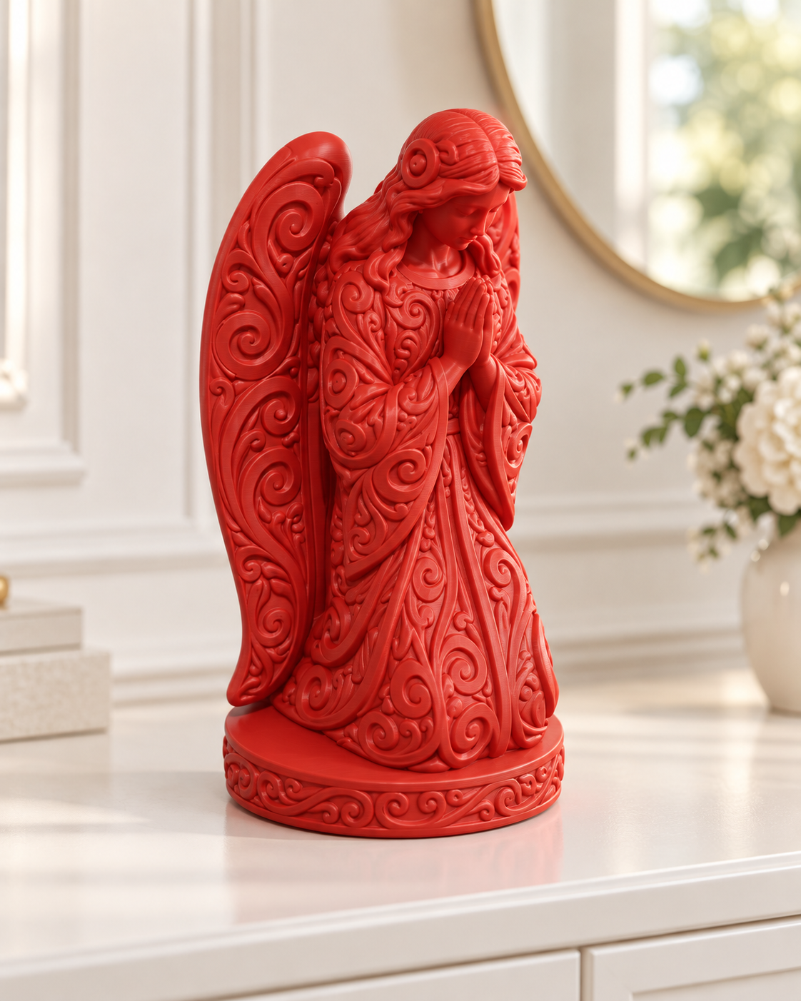 Betender Engel Ornament - Rot gedruckt Wohnzimmer