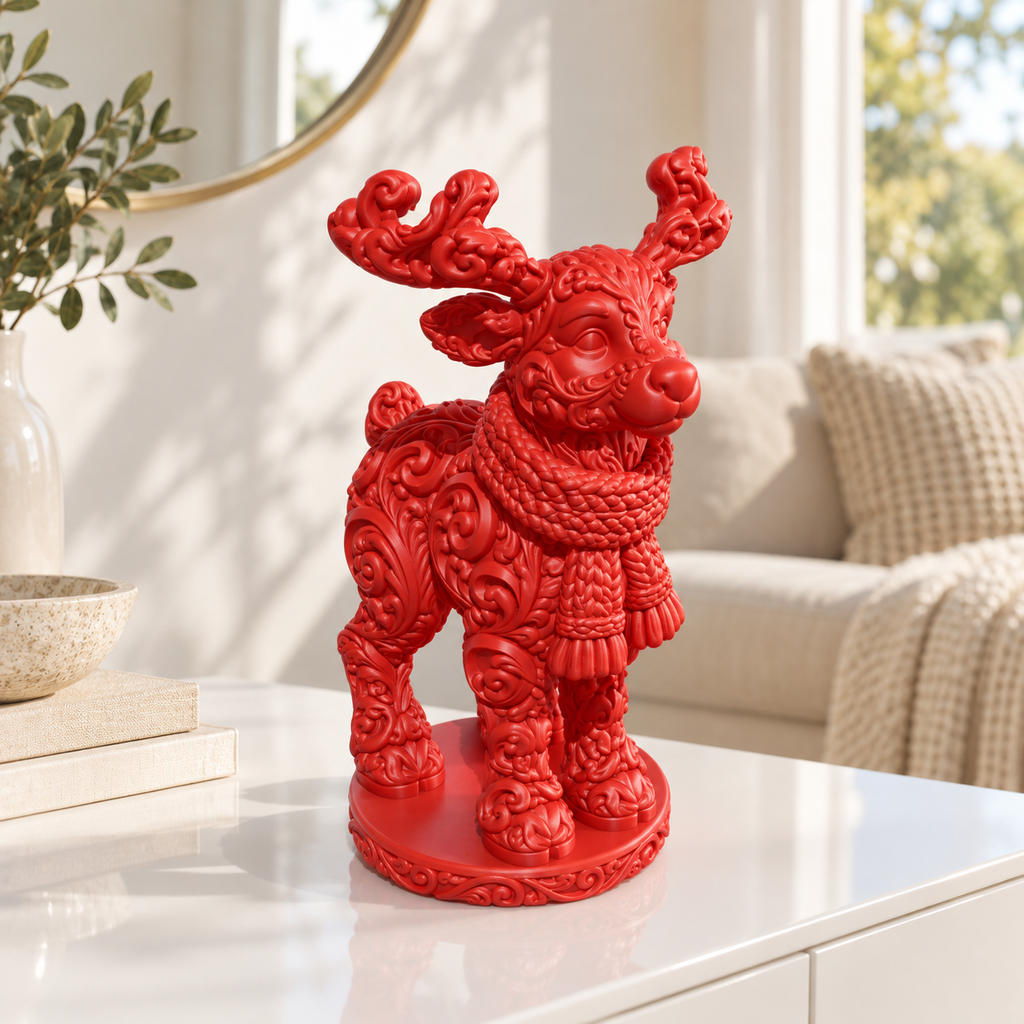 Stehendes Rentier Ornament - Rot gedruckt Wohnzimmer