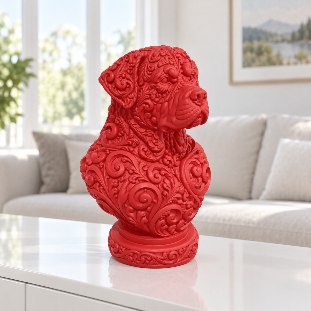 Rottweiler-Büste Ornament - Rot gedruckt Wohnzimmer