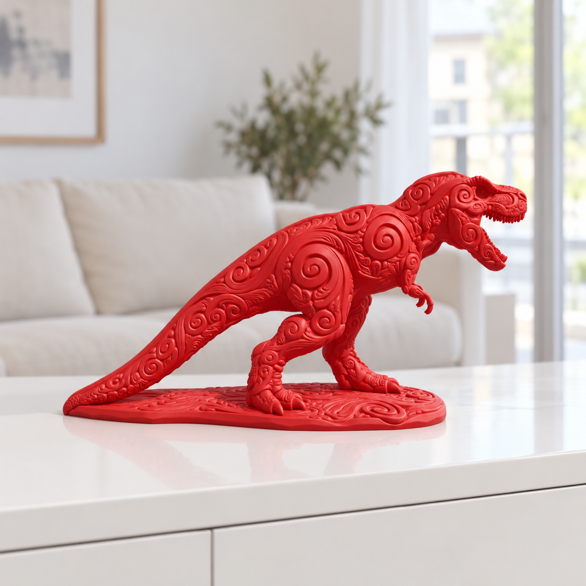 T-Rex Ornament - Rot gedruckt Wohnzimmer