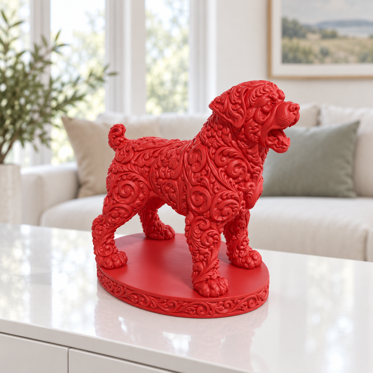 Rottweiler bellend Ornament - Rot gedruckt Wohnzimmer