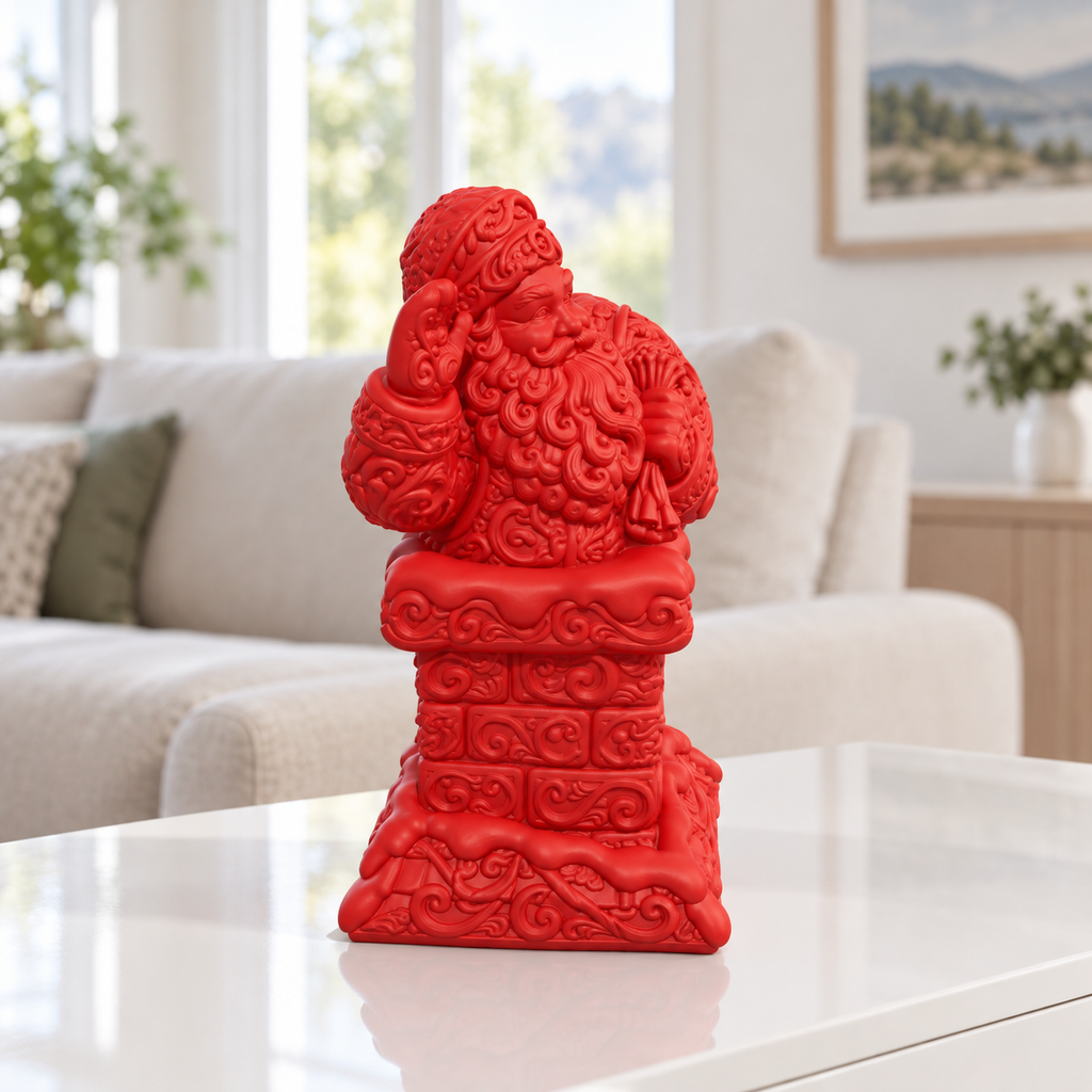 Weihnachtsmann am Kamin Ornament - Rot gedruckt Wohnzimmer