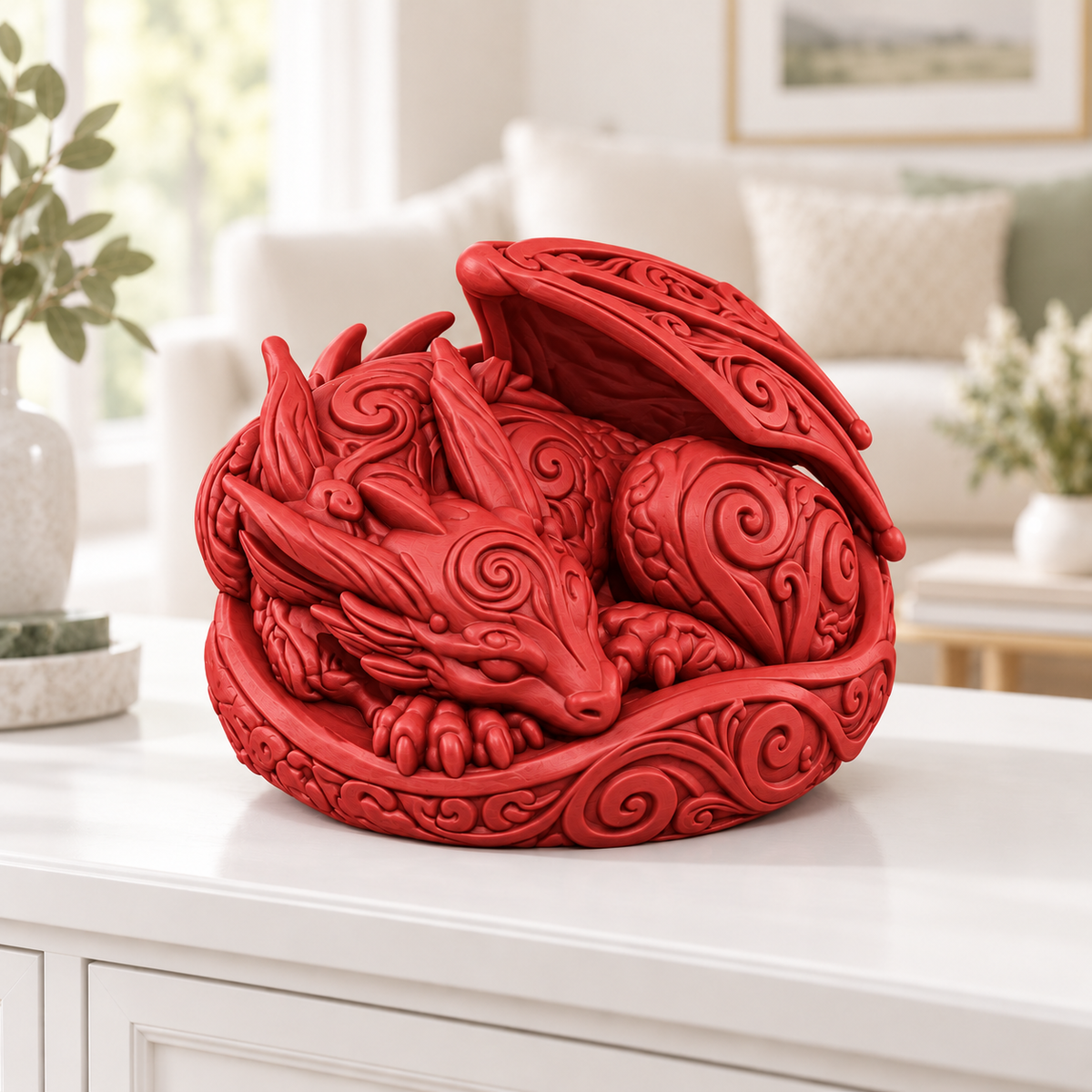 Schlafender Drache Ornament - Rot gedruckt Wohnzimmer