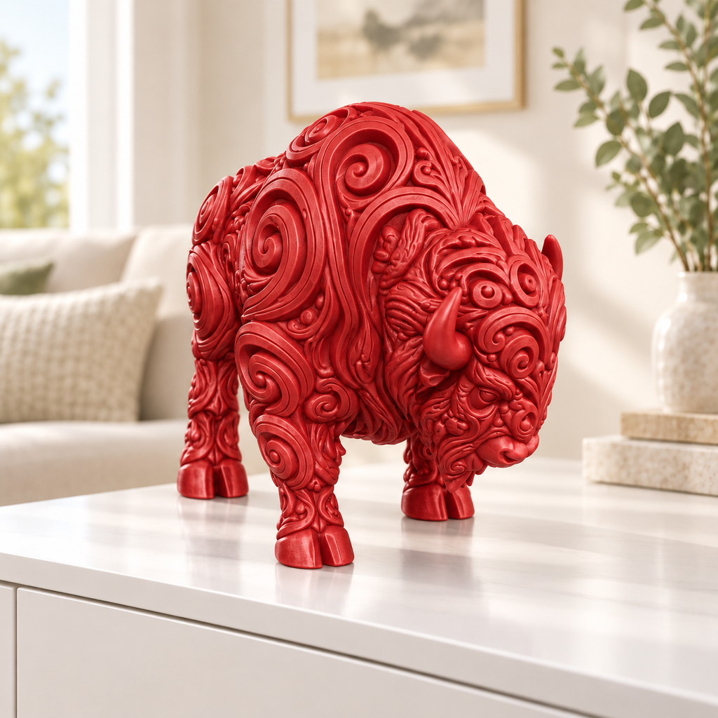 Bison Ornament - Rot gedruckt Wohnzimmer