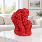 Elefant mit Kalb Ornament - Rot gedruckt Wohnzimmer