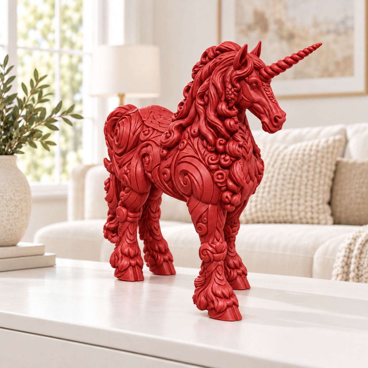 Kaltblut-Einhorn Ornament - Rot gedruckt Wohnzimmer